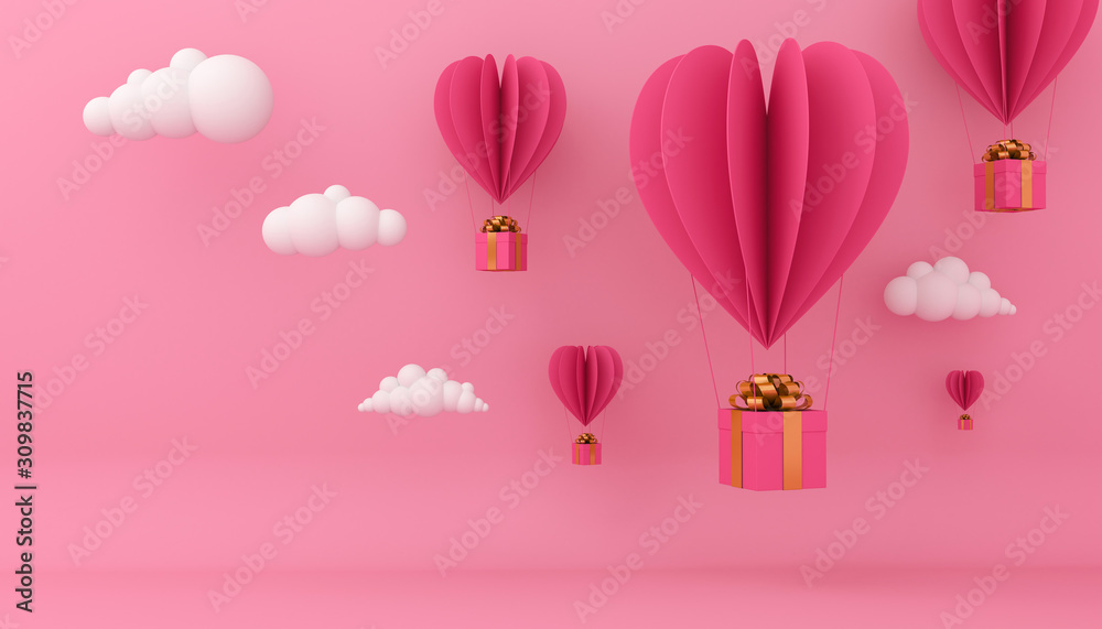 Valentine's day concept background, Love card, 3d rendering.