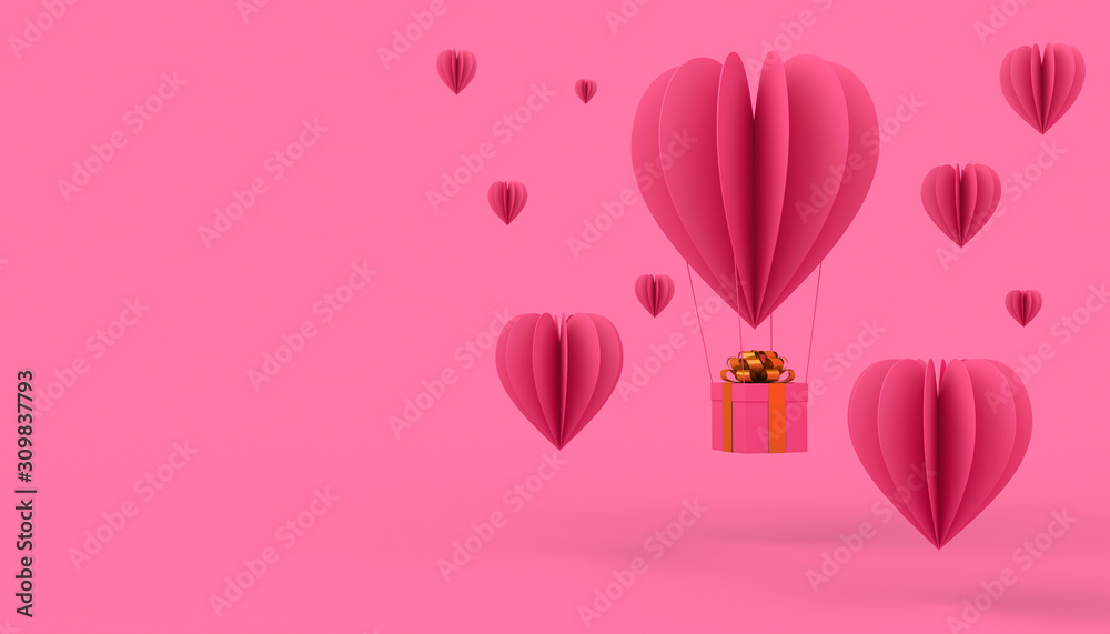 Valentine's day concept background, Love card, 3d rendering.