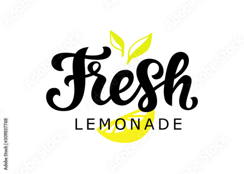 Fresh Lemonade vector logo badge, modern calligraphy logotype