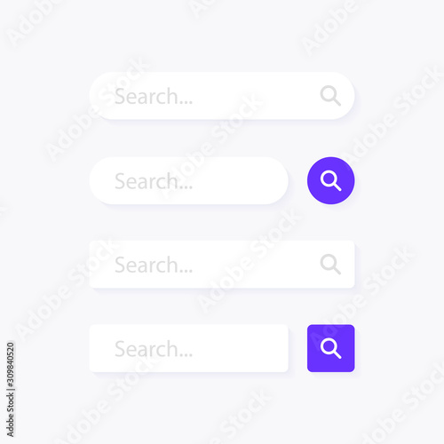 Set Search bar. Web ui design element for web site or browsers. Text field and search button. Vector illustration graphic design