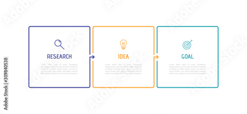 Business process infographic template. Thin line design with numbers 3 options or steps. Vector illustration graphic design