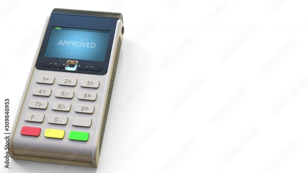 POS terminal and flag of Kuwait on the virtual card in modern smartphone. National retail or mobile payment related 3D animation POS terminal and flag of Kuwait on the virtual card in modern smartphone. National retail or mobile payment related 3D animation