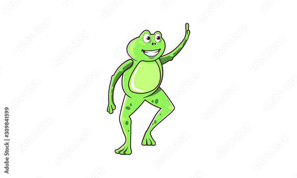 frog on its hind legs. green character, good toad, toad on hind legs. - vector, illustration. frog on its hind legs. green character, good toad, toad on hind legs. - vector, illustration.