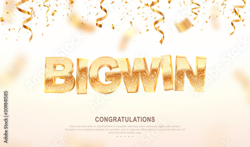 Fotografie, Obraz Big win gold sign vector banner for gambling template