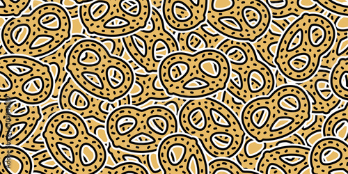 pretzel seamless pattern cookie vector snack bread scarf isolated wallpaper tile background cartoon doodle illustration design