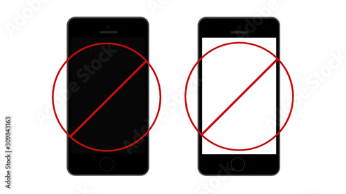 two different phones crossed out vector illustration design