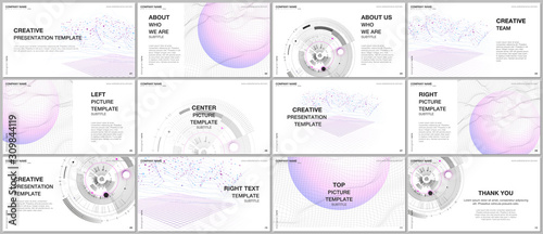 Presentation design vector templates, multipurpose template for presentation slide, flyer, brochure cover design, infographic report. Future technology. Infographic digital cloud technology concept.