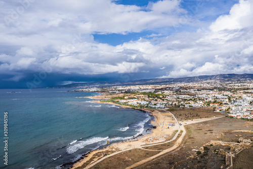Aerial Paphos panorama, Cyprus, view from drone.