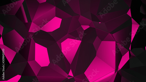 3d ILLUSTRATION, of purpleabstract crystal background, triangular texture, wide panoramic for wallpaper, 3d background low poly design