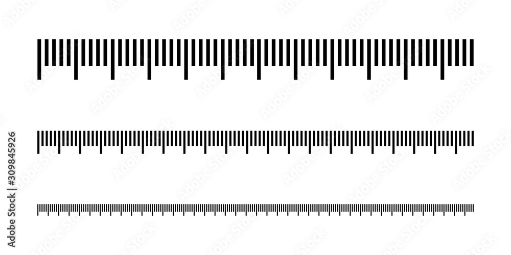 Measuring scale, marking for ruler, thermometer scale, marks for tape measure. Vector illustration - obrazy, fototapety, plakaty 