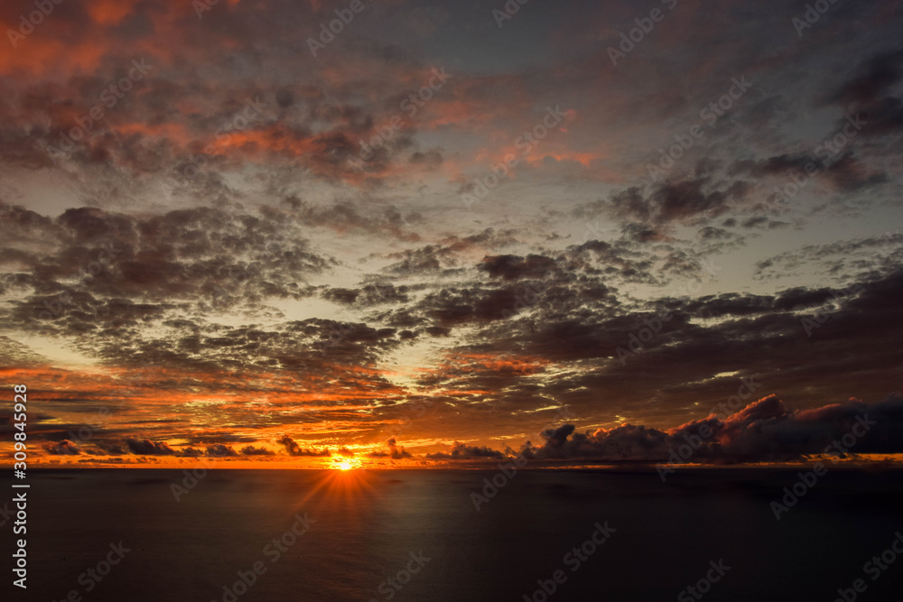 Sunset on Atlantic ocean, La Palma island