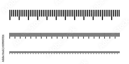 Measuring scale, marking for ruler, thermometer scale, marks for tape measure. Vector illustration photo