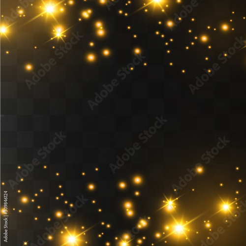 Yellow sparks, stars 