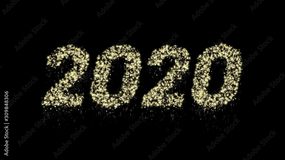 2020 Happy New Year greeting text with particles and sparks on alpha channel. 4K loop background 2020 Happy New Year greeting text with particles and sparks on alpha channel. 4K loop background
