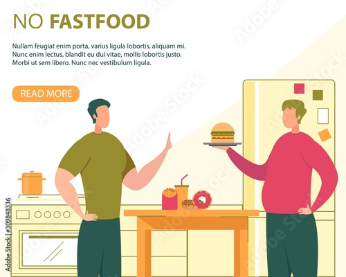 Healthy Nutrition Without Fast Food Vector Banner