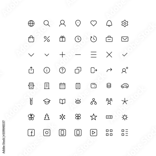 Basic Ecommerce/Mobile App Minimal Icon Set