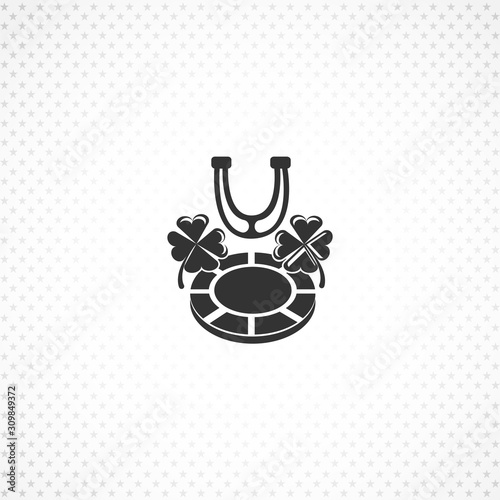 casino chip with horseshoe and four leaf vector icon for mobile concept and web apps design