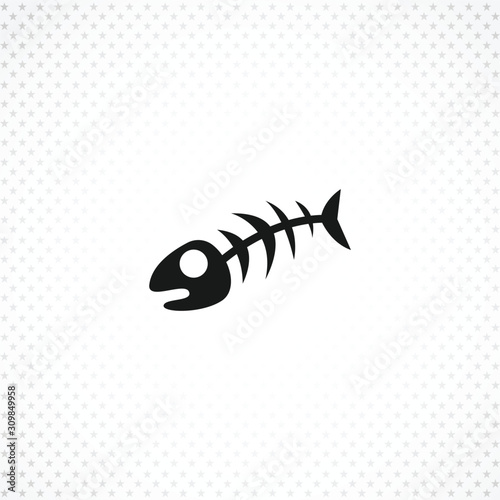 fish bone, fish skeleton vector icon on white background