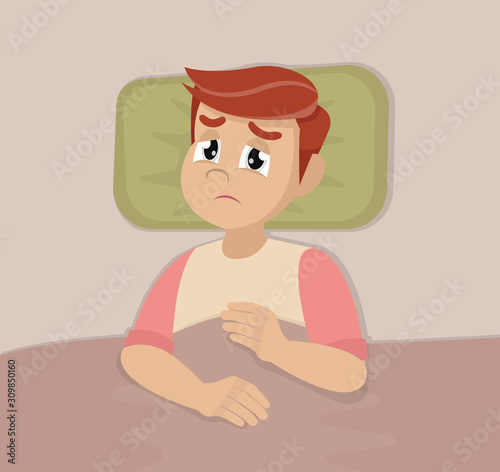 Man with sleep problems and insomnia symptoms.