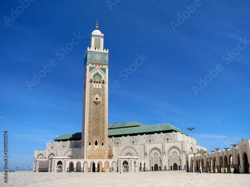 View at the mosque Hasan II in Casablanca, Morocco. It is one of the biggest mosques in the world.