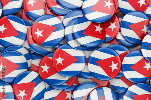 Badges with flag of Cuba, 3D rendering