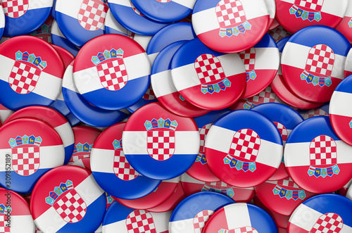 Badges with flag of Croatia  3D rendering