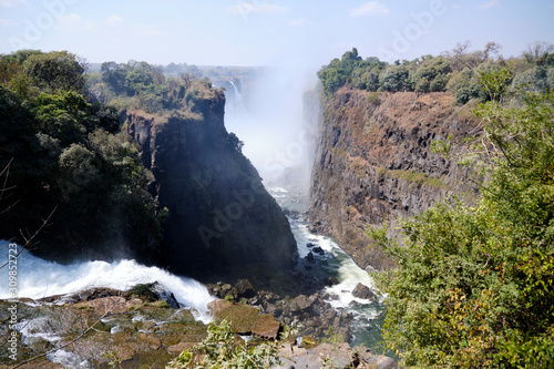 Victoria Falls during dry season  Zimbabwe   Zambia