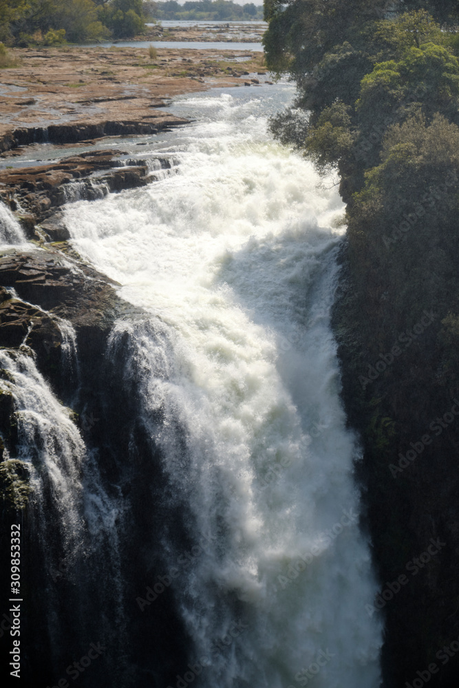 Victoria Falls during dry season, Zimbabwe / Zambia