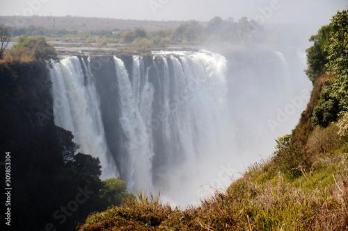 Victoria Falls during dry season  Zimbabwe   Zambia