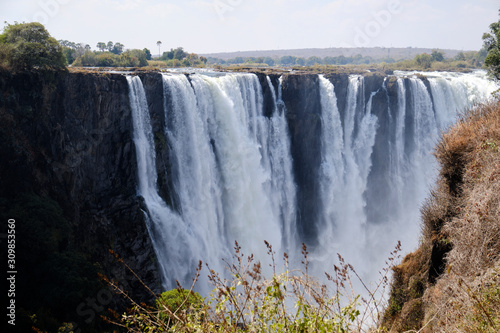 Victoria Falls during dry season  Zimbabwe   Zambia