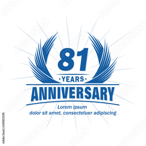 81 years logo design template. 81st anniversary vector and illustration.