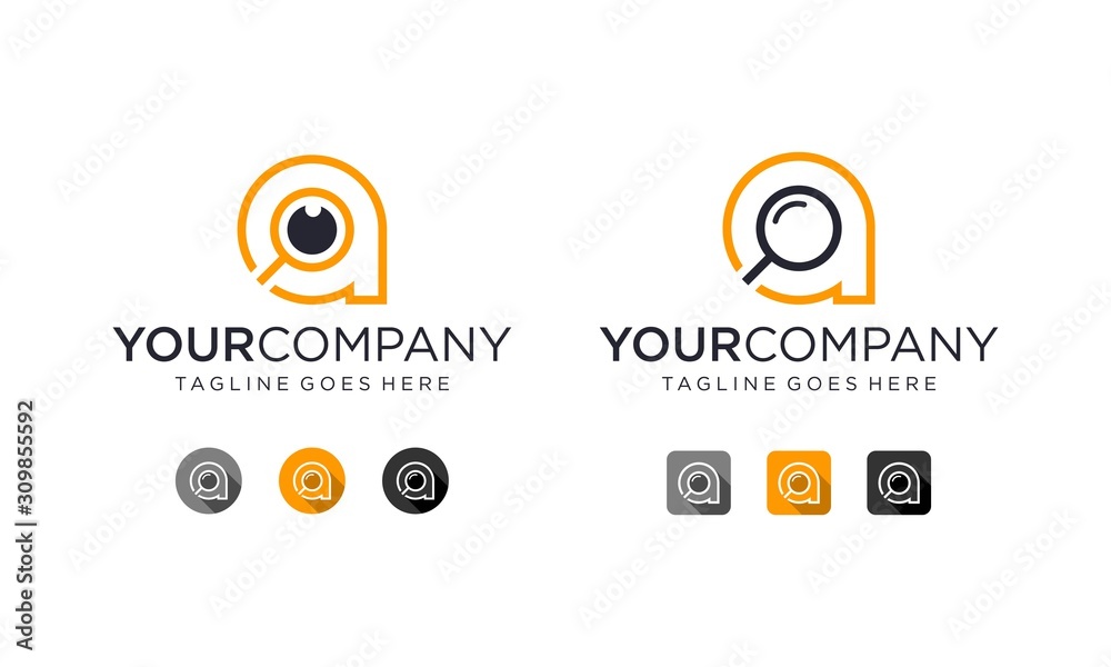 Icon search on A letter for logo design concept