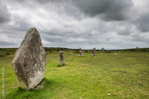 Ancient standing stones of Cornwall, England, known as The Hurlers
