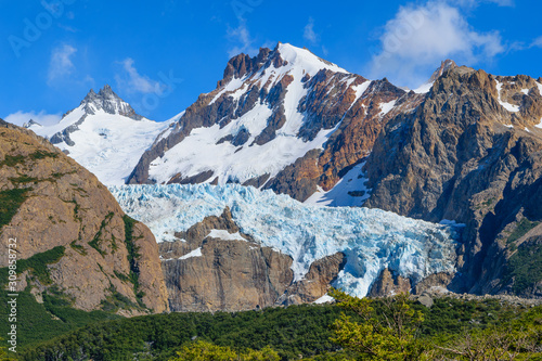 Wonderful view of Piedras Blancas Glacier near the Poincenot camp in Los Glaciares National Park Patagonia - El Chalten - Argentina