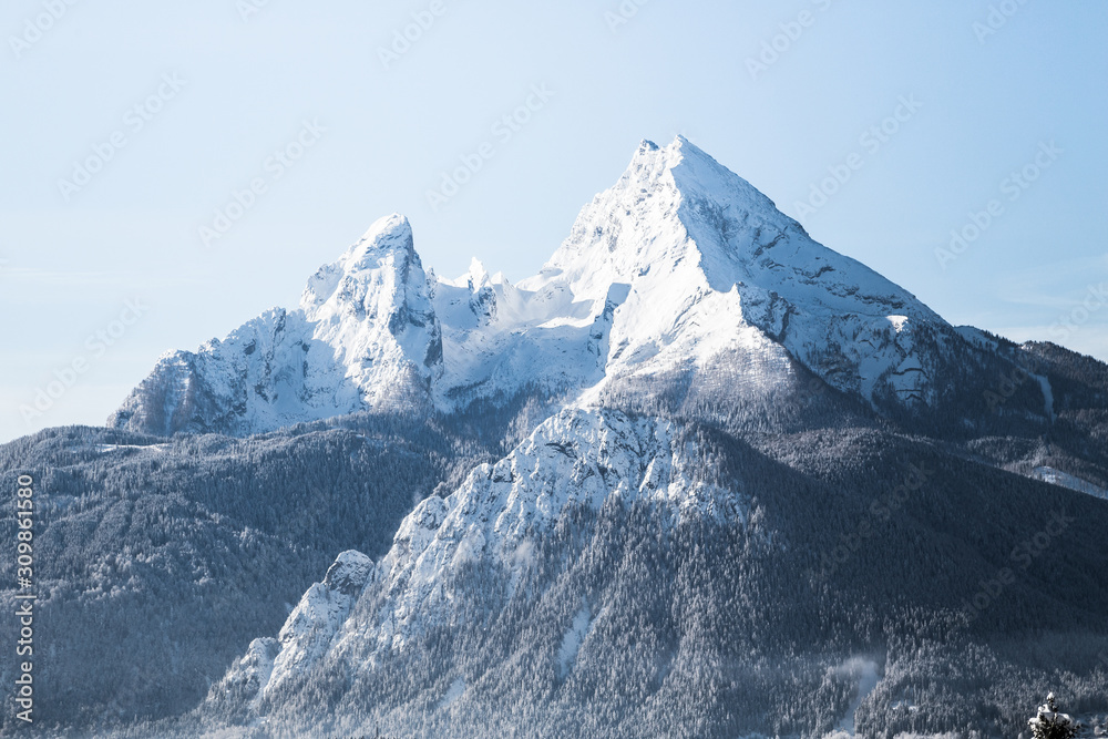 Watzmann mountain in winter, Bavaria, Germany