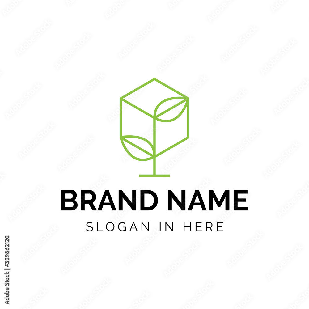 nature box with line art style logo template design nature box with line art style logo template design