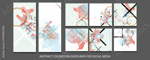 Elegant creative card templates set abstraction background line color invitations