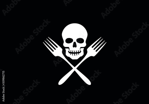 illustration of skull and crossfork