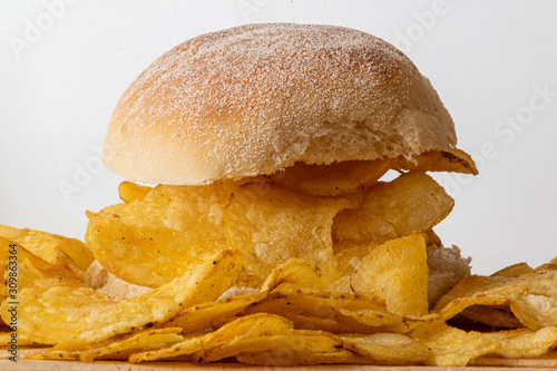 Foto Crisp Sandwich on White background