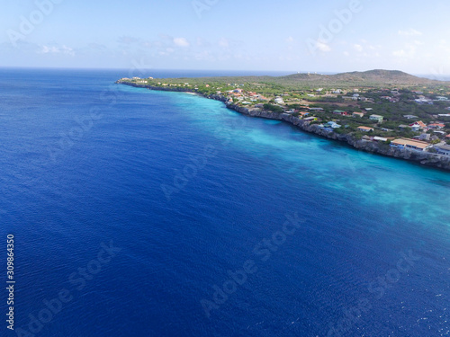 Aerial view of Curaçao Westpunt, Caribbean © puntel