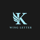 vector initial letter k business wing logo icon corporate technology concept blue color