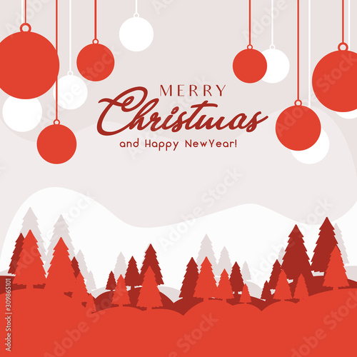 Christmas and New years greetings card vector - Red