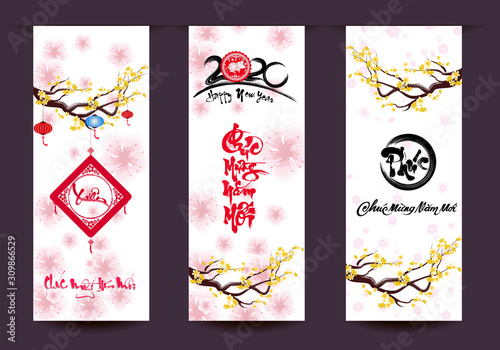 Happy vietnamese new year luna new year  vietnamese characters mean Happy New Year