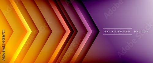 Arrow lines, technology digital template with shadows and lights on gradient background. Trendy simple fluid color gradient abstract background with dynamic straight shadow lines effect