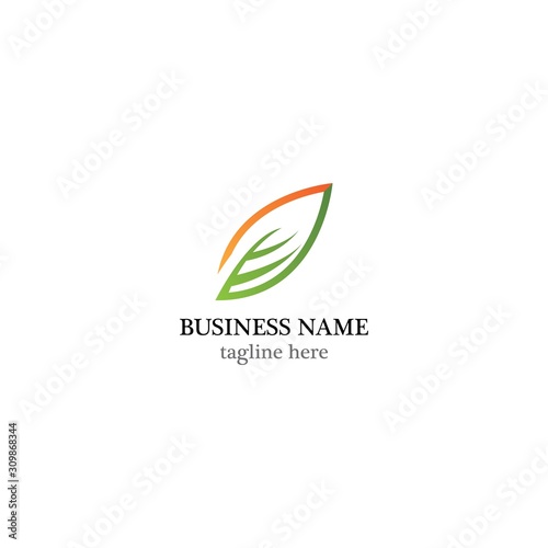 Tree leaf vector logo design, eco-friendly concept