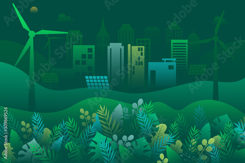 Green ecology and environment with nature concept landing page background template.Vector illustration.