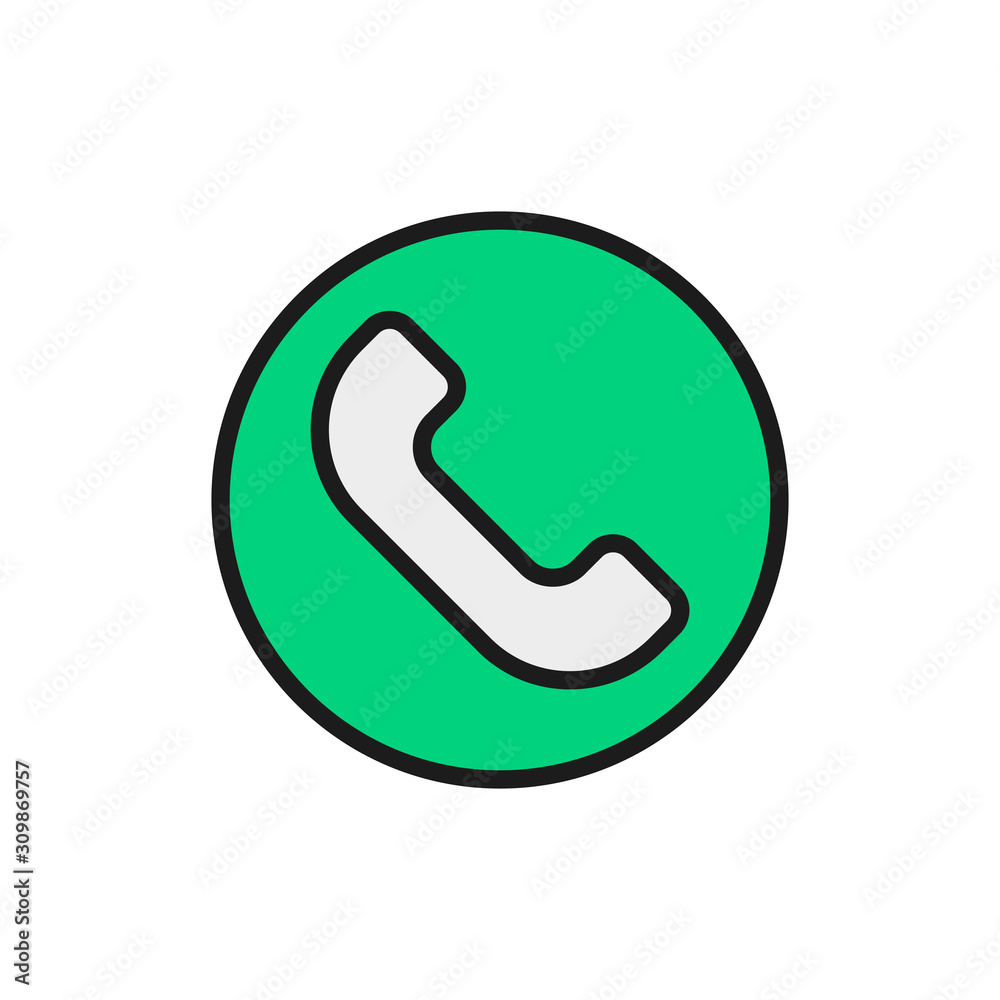 Phone handset, call center, telephone flat color line icon. Phone handset, call center, telephone flat color line icon.