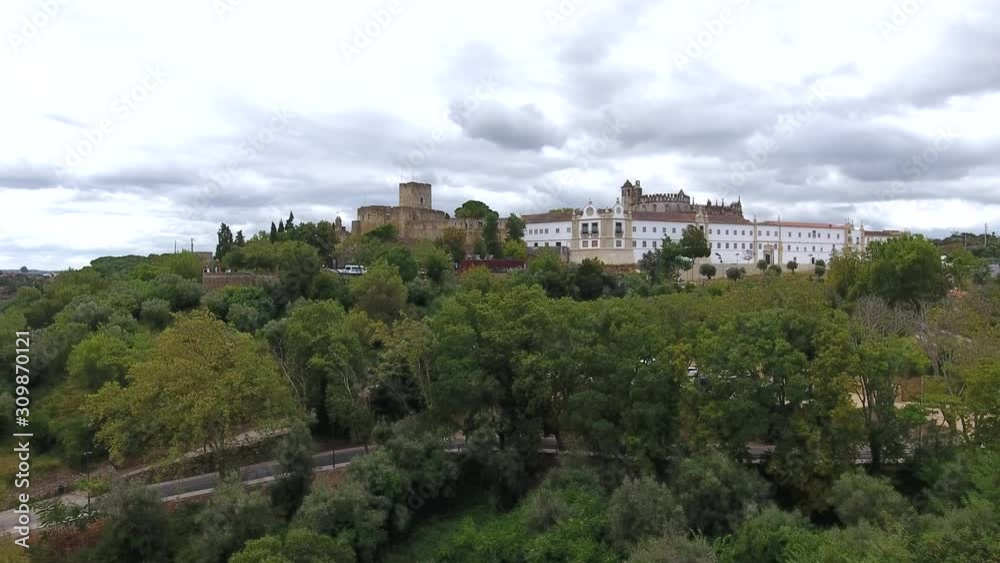 Templar Castle and Convent of Christ Tomar Portugal Aerial Shot 4k Templar Castle and Convent of Christ Tomar Portugal Aerial Shot 4k