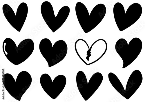 0077 hand drawn scribble hearts