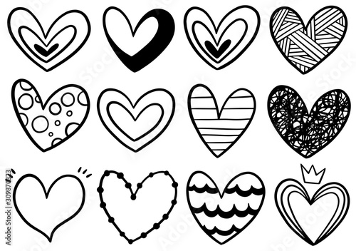 0077 hand drawn scribble hearts